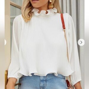 Forever 21 Ruffle White Blouse